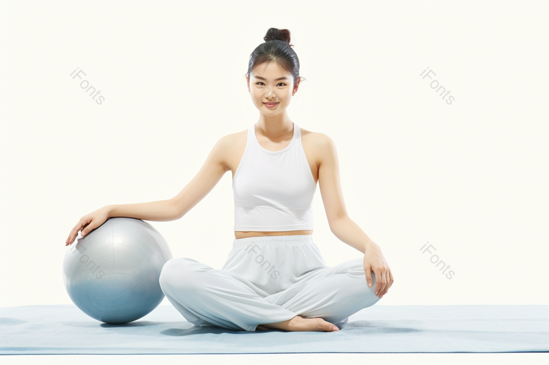 瑜伽球白底女人女性健身减肥瑜伽冥想热身健康养生摄影,高清,摄影图,摄影图片,图片大全,摄影图免费下载